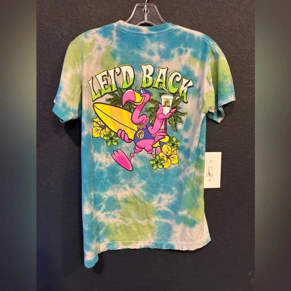 Buc'ees Hawaiian Tie-Dye Shirt Lei'd Back Women’s Size Small Blue Green - Picture 3 of 3